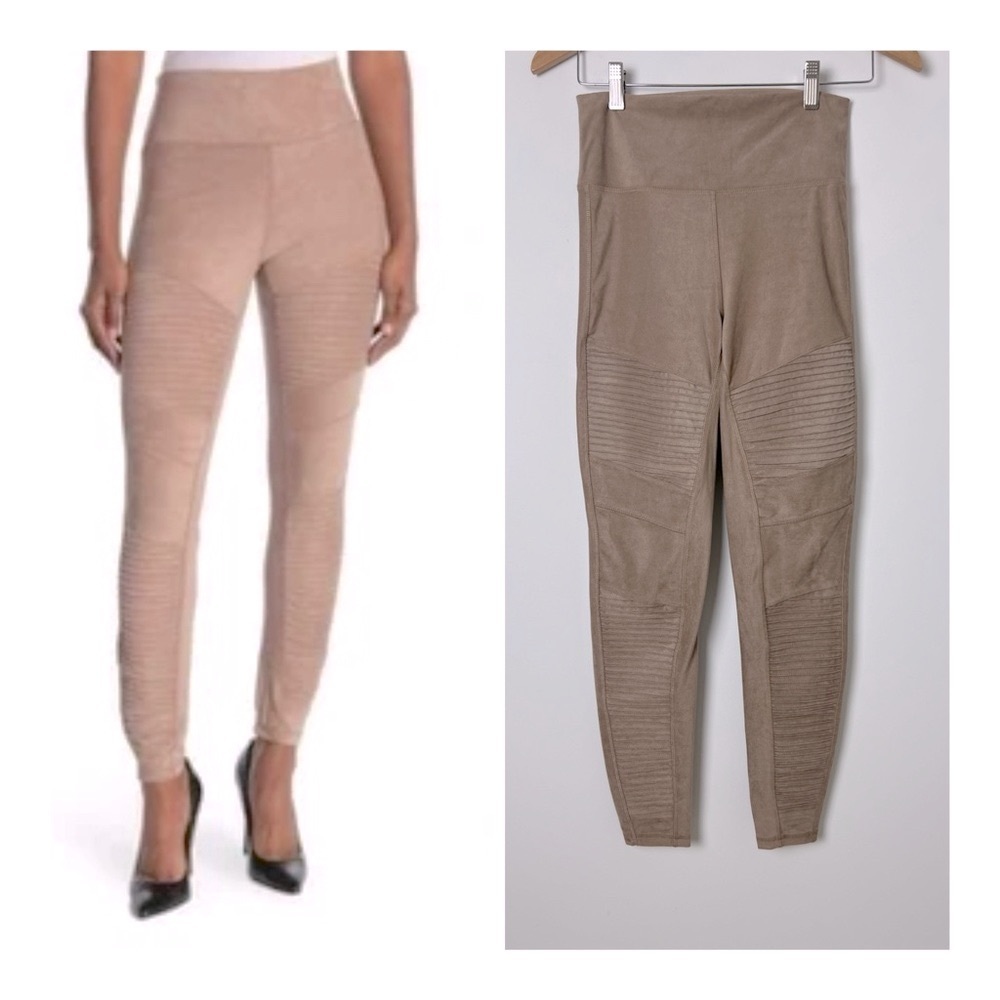 Bagatelle Collection Small‎ Beige Faux Suede Moto Ribbed Leggings